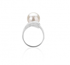 Maddie Blanc 10-11mm AAAA-qualité perles d'eau douce 925/1000 Argent-Bague perles