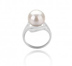 Maddie Blanc 10-11mm AAAA-qualité perles d'eau douce 925/1000 Argent-Bague perles