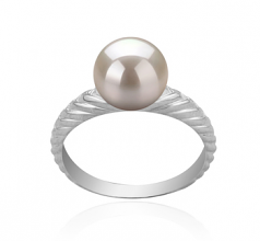 Mada Blanc 8-9mm AAAA-qualité perles d'eau douce 925/1000 Argent-Bague perles