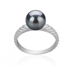 Mada Noir 8-9mm AAAA-qualité perles d'eau douce 925/1000 Argent-Bague perles