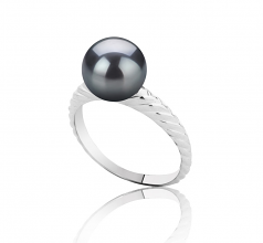 Mada Noir 8-9mm AAAA-qualité perles d'eau douce 925/1000 Argent-Bague perles