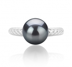 Mada Noir 8-9mm AAAA-qualité perles d'eau douce 925/1000 Argent-Bague perles