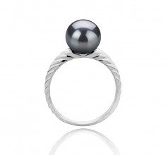 Mada Noir 8-9mm AAAA-qualité perles d'eau douce 925/1000 Argent-Bague perles