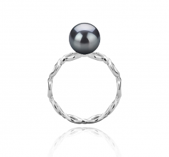 Wave Noir 7-8mm AAAA-qualité perles d'eau douce 925/1000 Argent-Bague perles