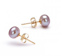 Lavande 6-7mm AAA-qualité perles d'eau douce-Boucles d'oreilles en perles