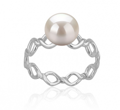 Wave Blanc 7-8mm AAAA-qualité perles d'eau douce 925/1000 Argent-Bague perles