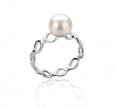 Wave Blanc 7-8mm AAAA-qualité perles d'eau douce 925/1000 Argent-Bague perles