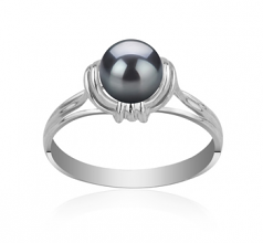 Joy Noir 6-7mm AAAA-qualité perles d'eau douce 925/1000 Argent-Bague perles