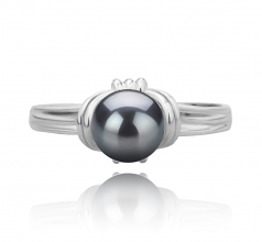 Joy Noir 6-7mm AAAA-qualité perles d'eau douce 925/1000 Argent-Bague perles