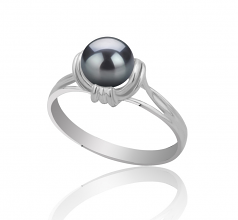 Joy Noir 6-7mm AAAA-qualité perles d'eau douce 925/1000 Argent-Bague perles