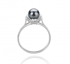 Joy Noir 6-7mm AAAA-qualité perles d'eau douce 925/1000 Argent-Bague perles