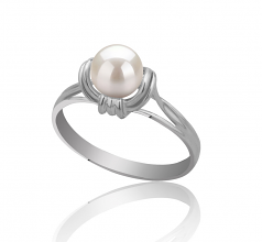 Joy Blanc 6-7mm AAAA-qualité perles d'eau douce 925/1000 Argent-Bague perles