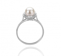 Joy Blanc 6-7mm AAAA-qualité perles d'eau douce 925/1000 Argent-Bague perles