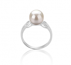 Eunice Blanc 8-9mm AAAA-qualité perles d'eau douce 925/1000 Argent-Bague perles