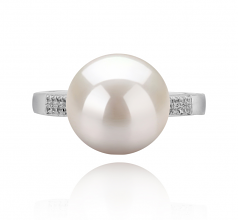 Oana Blanc 10-11mm AAAA-qualité perles d'eau douce 925/1000 Argent-Bague perles