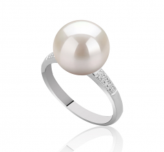 Oana Blanc 10-11mm AAAA-qualité perles d'eau douce 925/1000 Argent-Bague perles