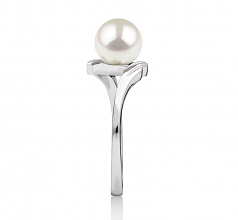 Daron Blanc 6-7mm AAA-qualité Akoya du Japon 585/1000 Or Blanc-Bague perles