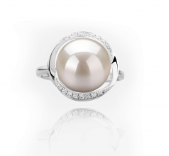Wendy Blanc 11-12mm AAA-qualité perles d'eau douce 925/1000 Argent-Bague perles