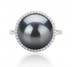 Yanaka Noir 12-13mm AA-qualité de Tahiti 925/1000 Argent-Bague perles