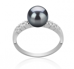 Mariale Noir 7-8mm AAA-qualité Akoya du Japon 925/1000 Argent-Bague perles