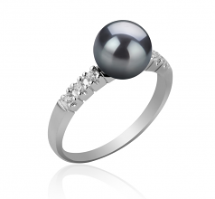 Mariale Noir 7-8mm AAA-qualité Akoya du Japon 925/1000 Argent-Bague perles