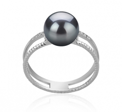 Rahara Noir 8-9mm AAA-qualité Akoya du Japon 925/1000 Argent-Bague perles