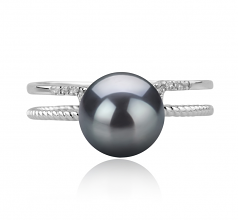 Rahara Noir 8-9mm AAA-qualité Akoya du Japon 925/1000 Argent-Bague perles