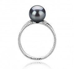 Rahara Noir 8-9mm AAA-qualité Akoya du Japon 925/1000 Argent-Bague perles