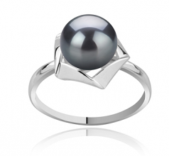 Anais Noir 8-9mm AAA-qualité perles d'eau douce 925/1000 Argent-Bague perles