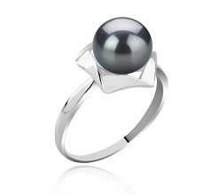 Anais Noir 8-9mm AAA-qualité perles d'eau douce 925/1000 Argent-Bague perles