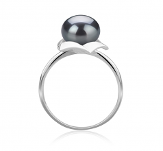 Anais Noir 8-9mm AAA-qualité perles d'eau douce 925/1000 Argent-Bague perles