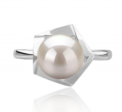 Anais Blanc 8-9mm AAA-qualité perles d'eau douce 925/1000 Argent-Bague perles