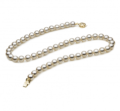 Blanc 7-7.5mm AAA-qualité Akoya du Japon -Collier de perles