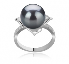 Billy Noir 10-11mm AAA-qualité de Tahiti 925/1000 Argent-Bague perles