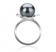 Billy Noir 10-11mm AAA-qualité de Tahiti 925/1000 Argent-Bague perles