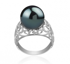 Alva Noir 12-13mm AA-qualité de Tahiti 925/1000 Argent-Bague perles