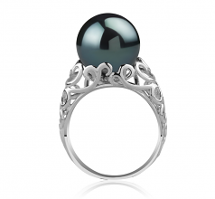 Alva Noir 12-13mm AA-qualité de Tahiti 925/1000 Argent-Bague perles