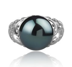 Alva Noir 12-13mm AA-qualité de Tahiti 925/1000 Argent-Bague perles