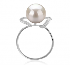 Sheila Blanc 10-11mm AAAA-qualité perles d'eau douce 925/1000 Argent-Bague perles