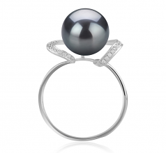 Sheila Noir 10-11mm AAA-qualité de Tahiti 925/1000 Argent-Bague perles