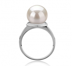 Tindra Blanc 10-11mm AAAA-qualité perles d'eau douce 925/1000 Argent-Bague perles