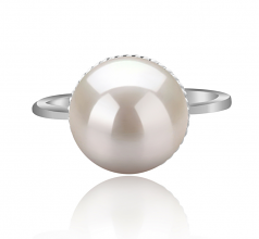 Tindra Blanc 10-11mm AAAA-qualité perles d'eau douce 925/1000 Argent-Bague perles