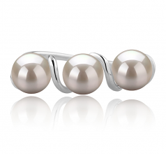 Kitty Blanc 5-6mm AAAA-qualité perles d'eau douce 925/1000 Argent-Bague perles