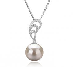 Camille Blanc 10-11mm AAAA-qualité perles d'eau douce 925/1000 Argent-pendentif en perles