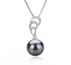 Camille Noir 10-11mm AAA-qualité de Tahiti 925/1000 Argent-pendentif en perles