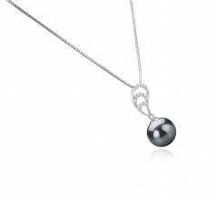 Camille Noir 10-11mm AAA-qualité de Tahiti 925/1000 Argent-pendentif en perles