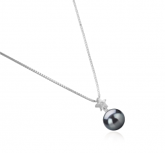 étoile Noir 9-10mm AAA-qualité de Tahiti 925/1000 Argent-pendentif en perles