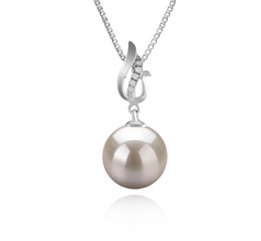 Edna Blanc 9-10mm AAAA-qualité perles d'eau douce 925/1000 Argent-pendentif en perles