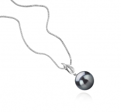 Edna Noir 9-10mm AAA-qualité de Tahiti 925/1000 Argent-pendentif en perles