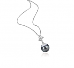 Coralie Noir 7-8mm AA-qualité Akoya du Japon 925/1000 Argent-pendentif en perles